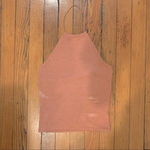 Stretchy Ribbed Dusty Rose Halter Top